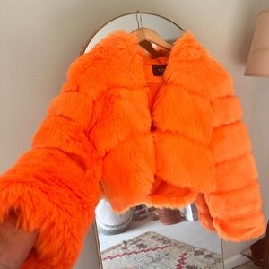 Orange Faux Fur Jacket/Coat